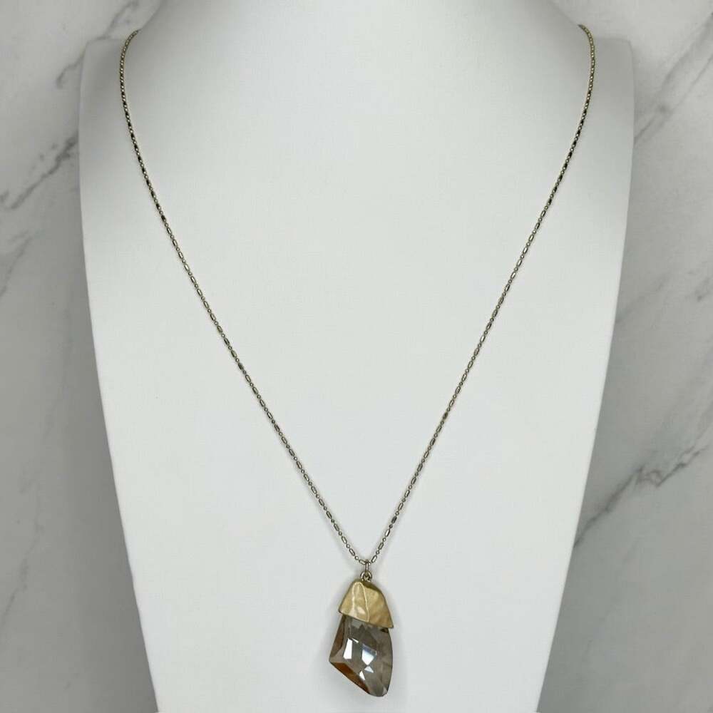 Chico's Smoky Faceted Pendant Gold Tone Necklace ✨
